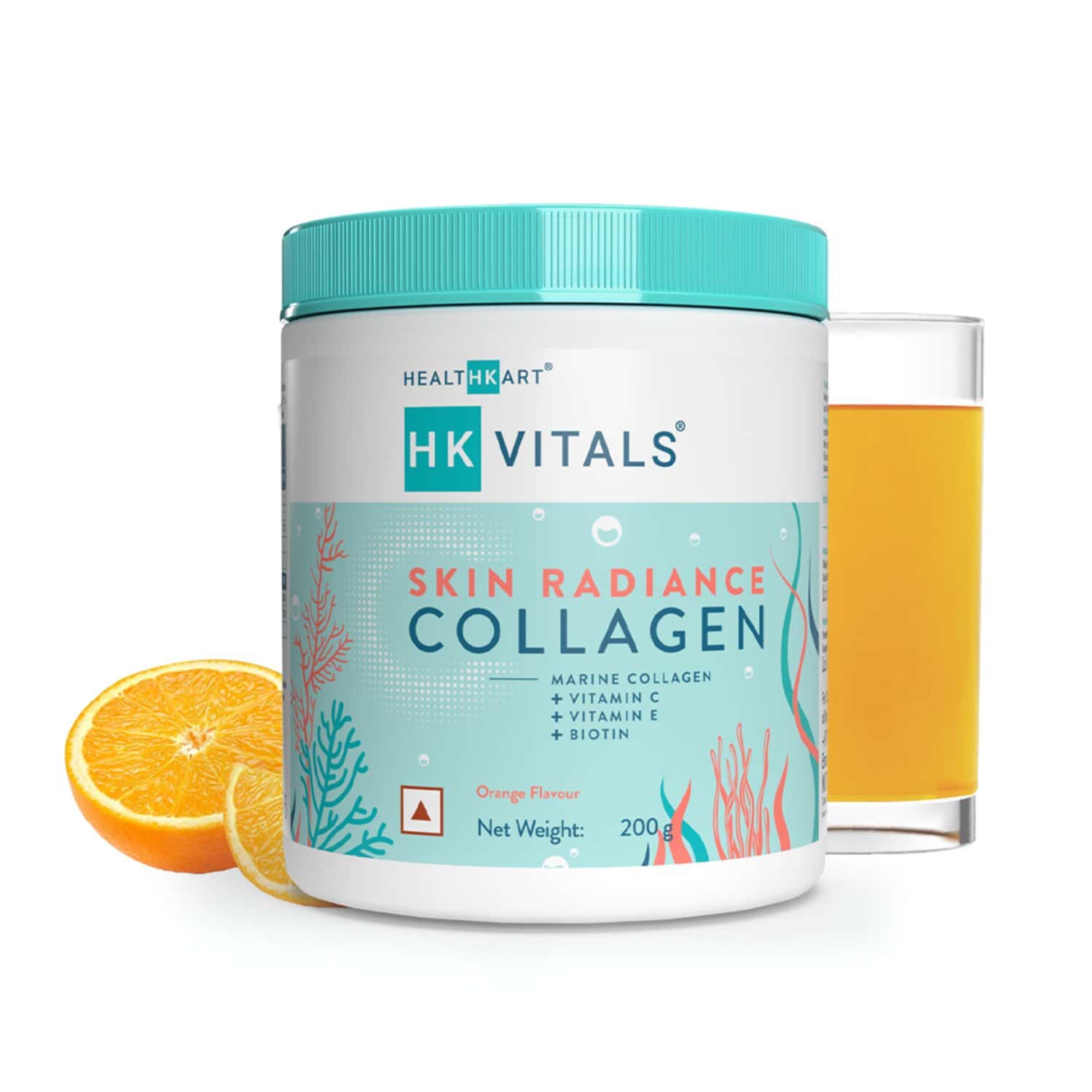 Healthkart Hk Vitals Skin Radiance Collagen Powder, Marine Collagen With Biotin (Orange, 200g)