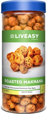 Liveasy Foods Roasted Peri Peri Makhana - Rich In Protein & Fibre - Assists Weight Loss - 100 Grams