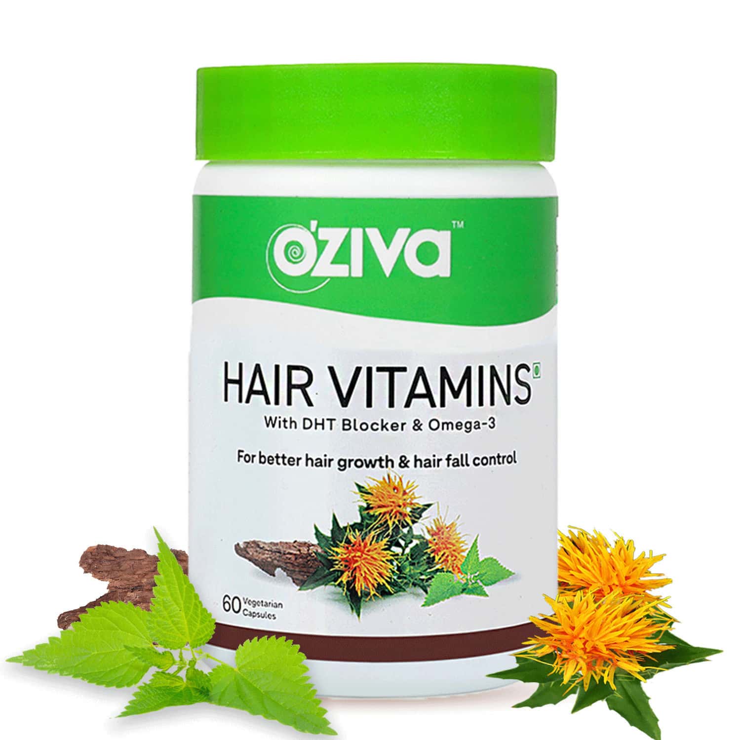 Oziva Plant Based Hair Vitamins 60 Capsules | Hair Vitamins For Hair Growth