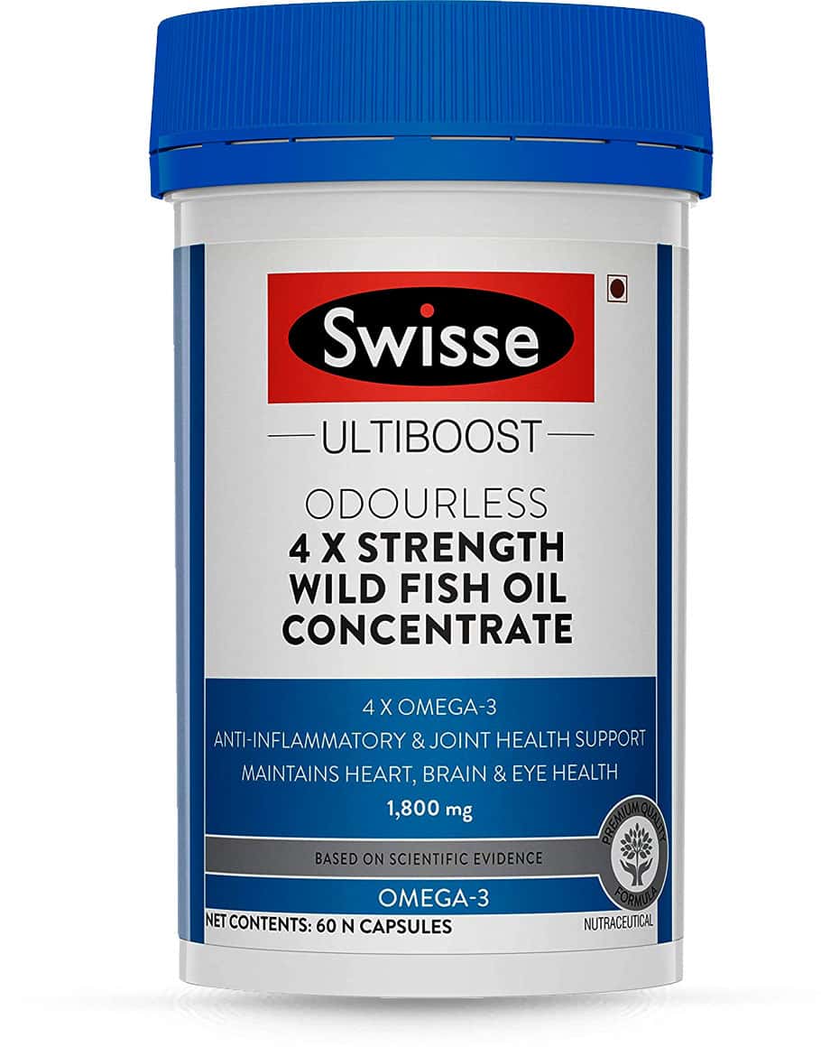 Swisse Ultiboost Odourless 4x Strength Wild Fish Oil-1800mg Omega3 -Heart Brain & Eye Health 60 Caps