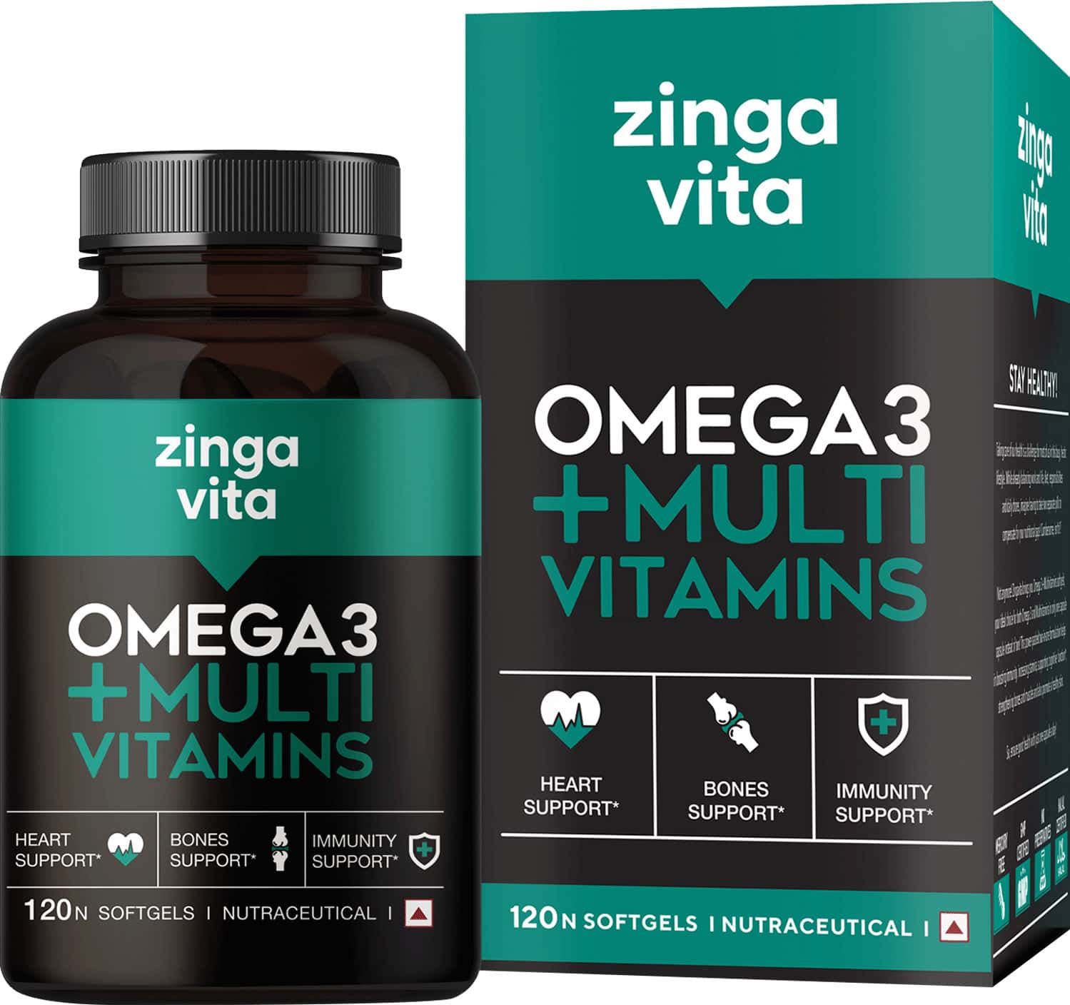 Zingavita Multivitamin + Omega 3 Fish Oil For Men & Women 120 Capsules